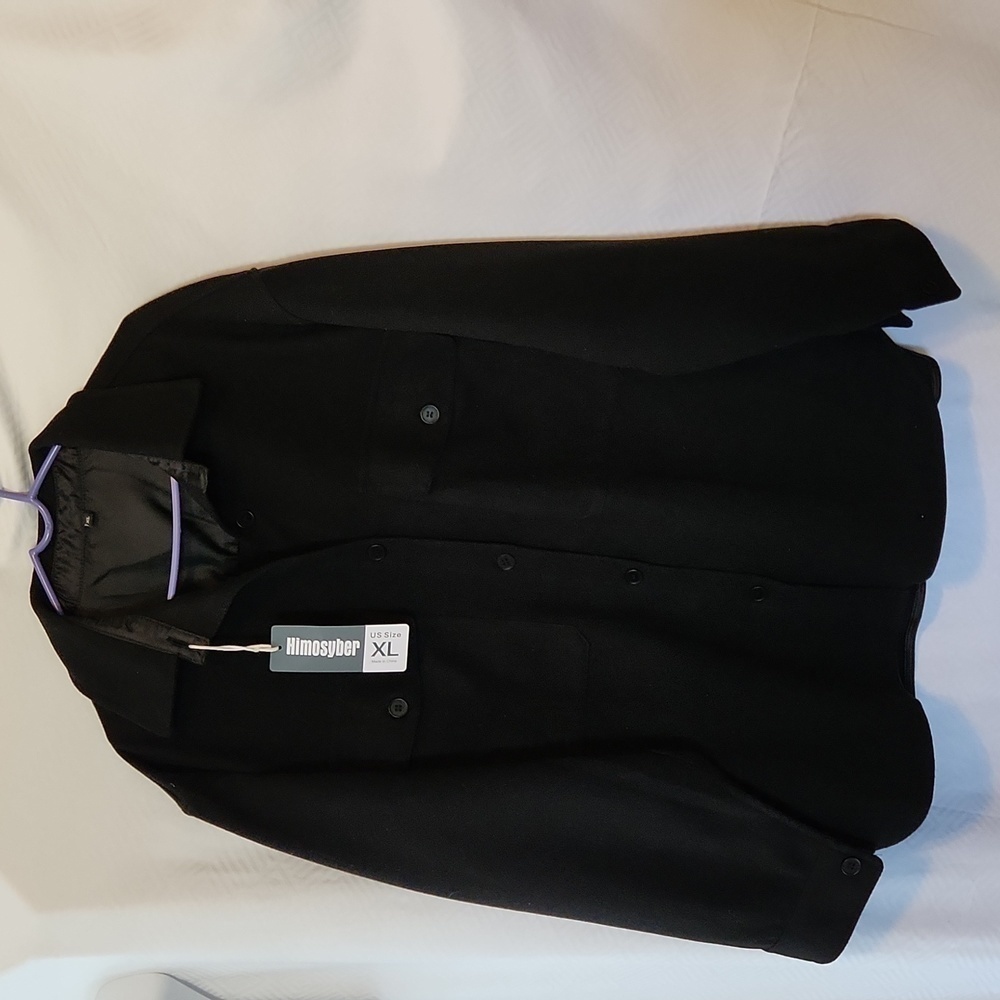 Men's heavy Button Down  Black Shirt XL